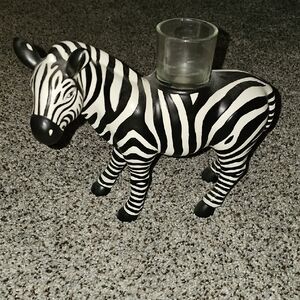 Vintage PartyLite African Zebra With Glass Candle Holder